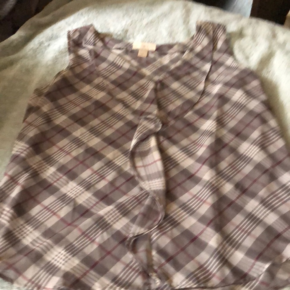LOFT Checkered Sleeveless Blouse
